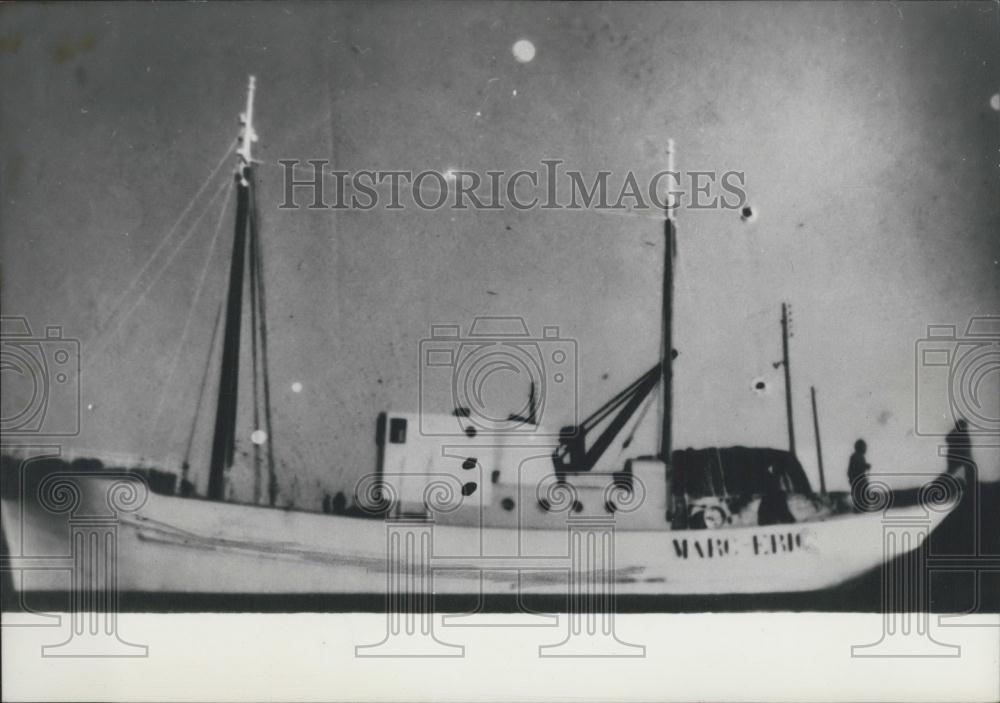 1957 Press Photo Small Schooner Marc Eric Before French Crew Slaughtered - Historic Images