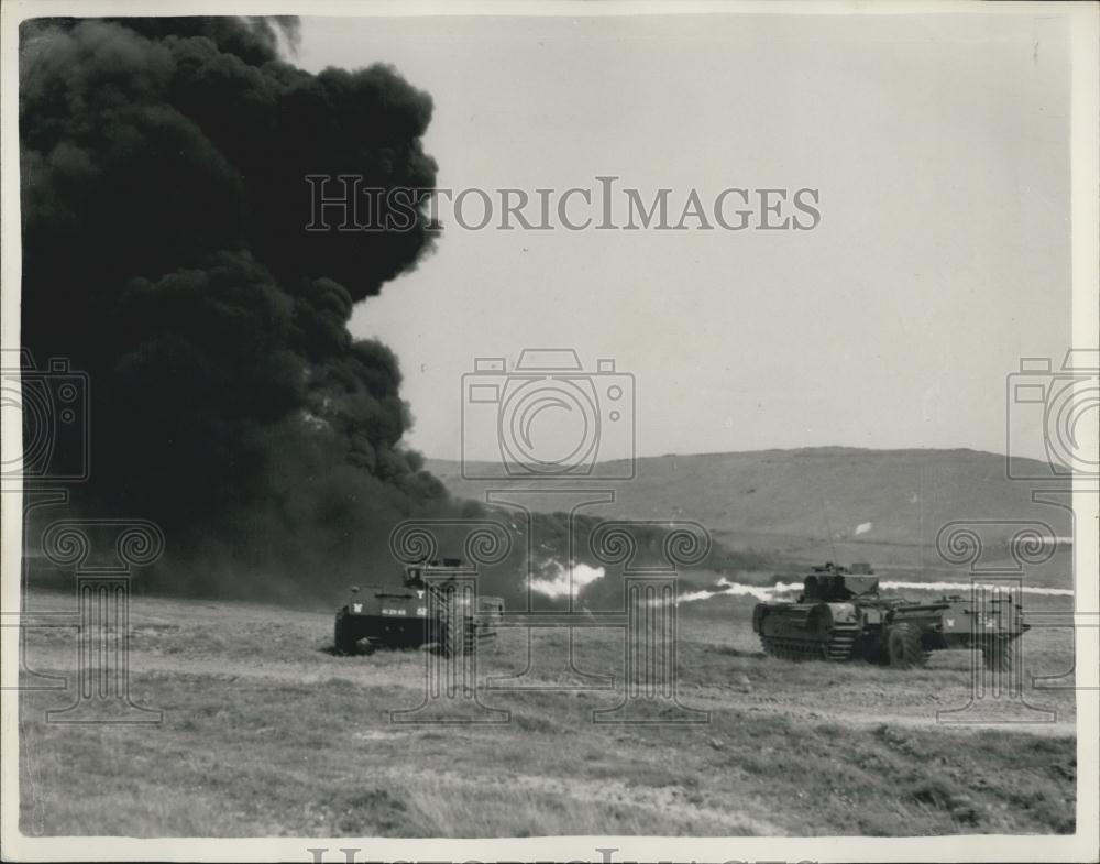 1954 Press Photo British Tanks, RAC Display, Bovington - Historic Images