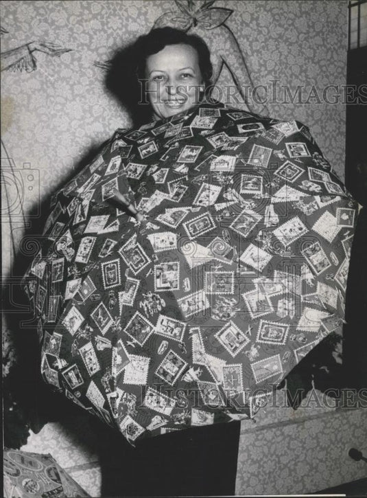 1953 Press Photo Umbrella as Postage Stamp Album - Historic Images