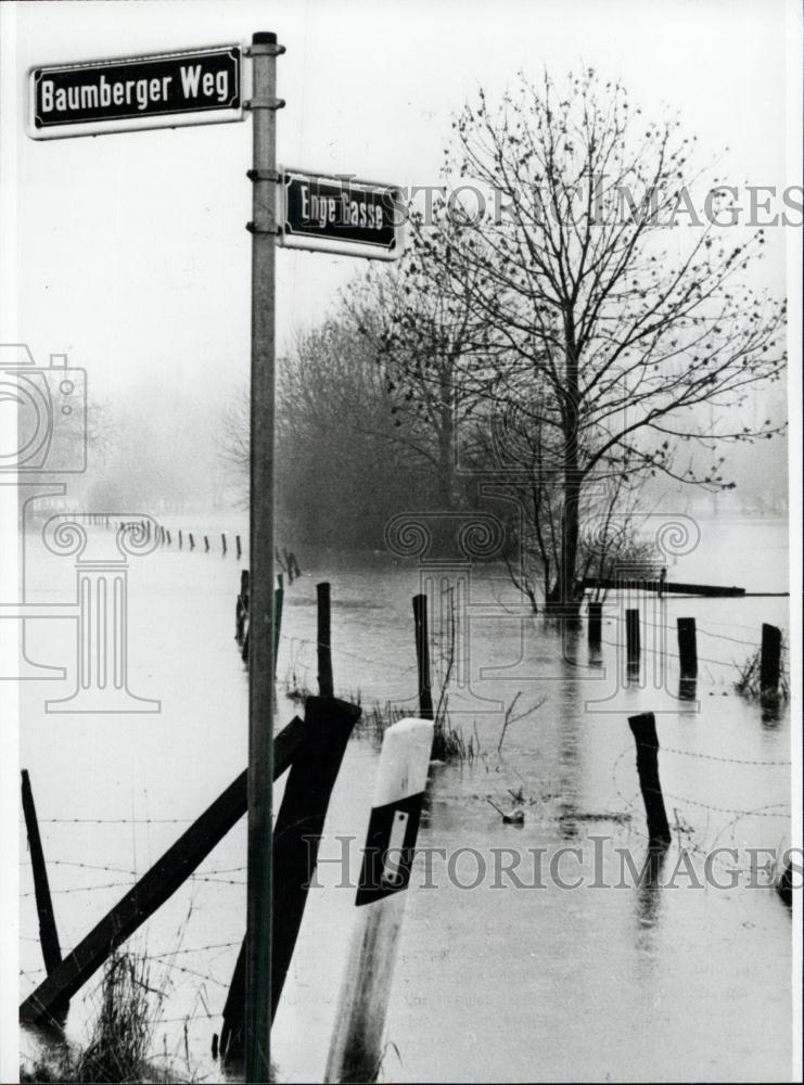 Press Photo Rhine Floods, Bonn, West Germany - Historic Images