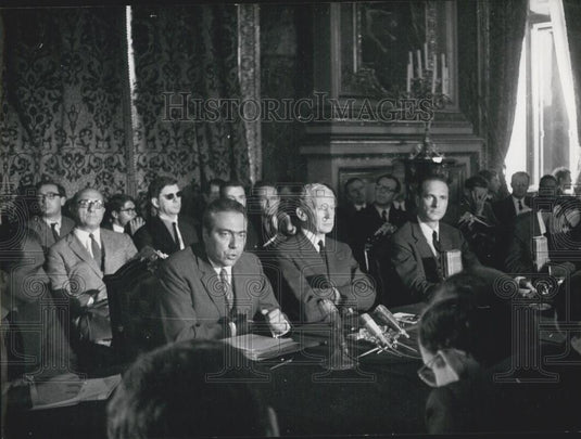 1968 Press Photo New French Finance Minister Francois Ortoli Press Conference - Historic Images