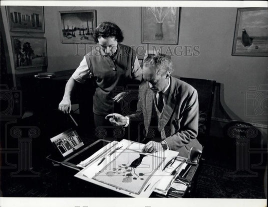 Press Photo Gordon Stent Blind Artist & Wife - Historic Images
