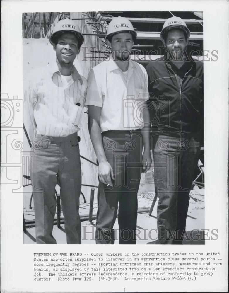 Press Photo 3 Men Sporting Beards At San Francisco Construction Jobs COPY - Historic Images