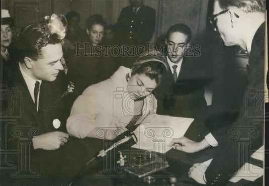 1957 Press Photo Royal Wedding of Princess Helene.& Comte De Limburg-Strium - Historic Images