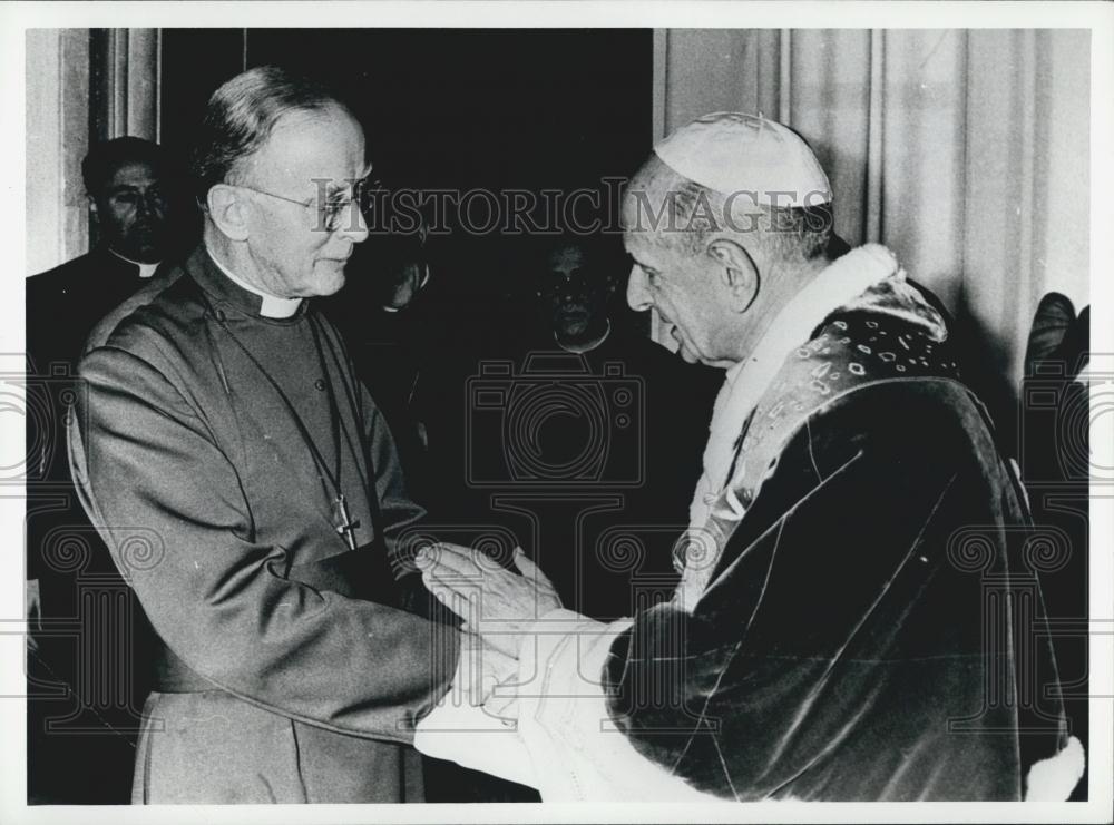 1977 Press Photo The Archbishop Of Canterbury Donal Coggan And Paul VI - Historic Images