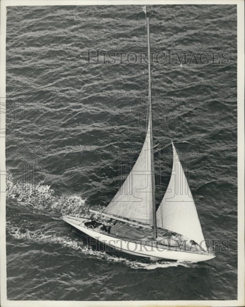 1958 Press Photo Aerial View Of British Challenger Sceptre America's Cup - Historic Images