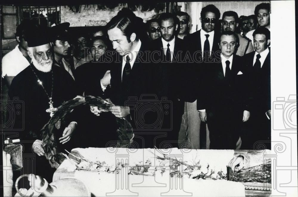 Press Photo Ex-King Constantine of Greece at his mother&#39;s funeral. - Historic Images