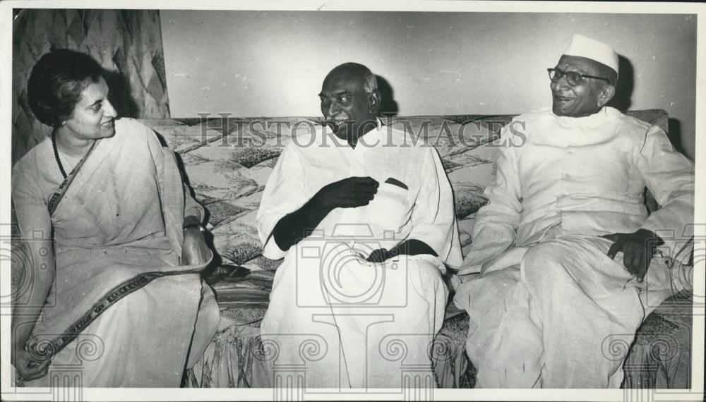 1967 Press Photo Indira Gandhi ,Mr. Kamaraj &amp; Morarji Desai - Historic Images