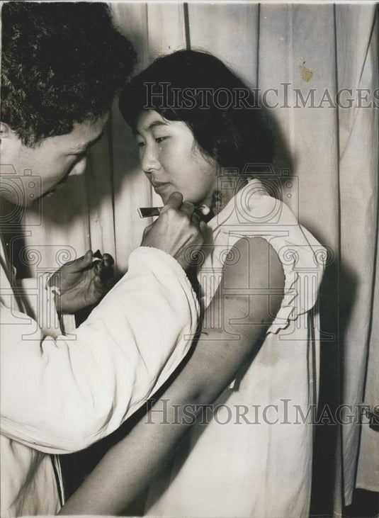 Press Photo Marred For Life: This girl was only four years old when the bomb was - Historic Images