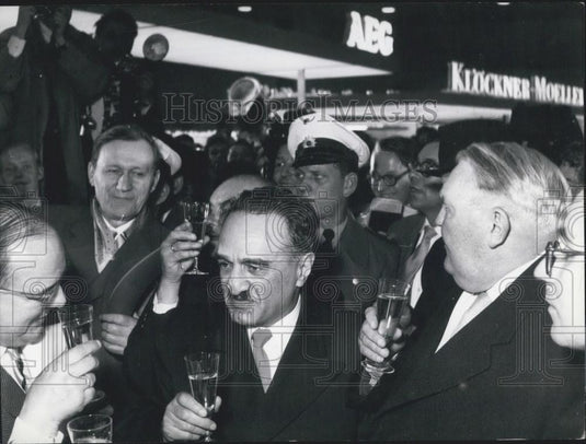 1958 Press Photo Anastas Mikoyan Soviet Ambassador Smirnow German Industrial - Historic Images