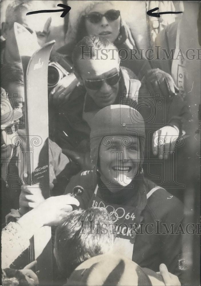 1964 Press Photo Innsbruck Winter Olympics Gold Medalist Zimmerman Mens Downhill - Historic Images