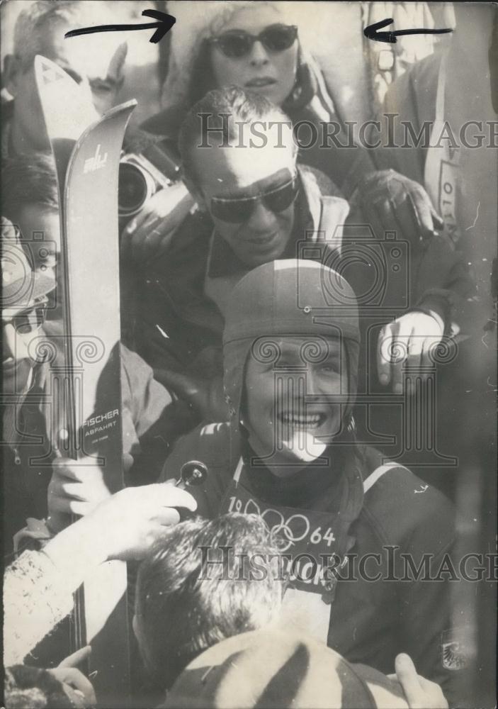 1964 Press Photo Innsbruck Winter Olympics Gold Medalist Zimmerman Mens Downhill - Historic Images