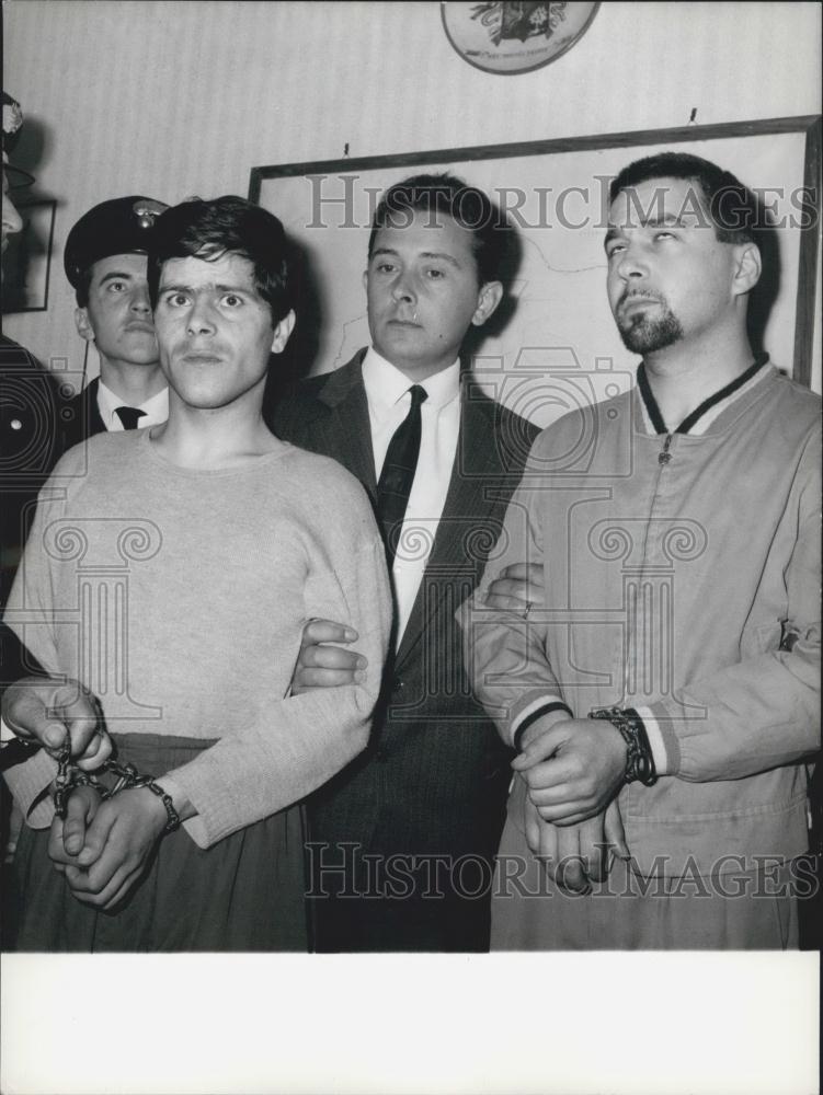 1967 Press Photo Mario Loria Franco Torregiani Arrested Murder By Carabinieri - Historic Images