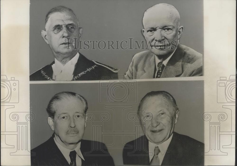 1959 Press Photo De Gaulle, Eisenhower, Macmillan and Adenauer. - Historic Images