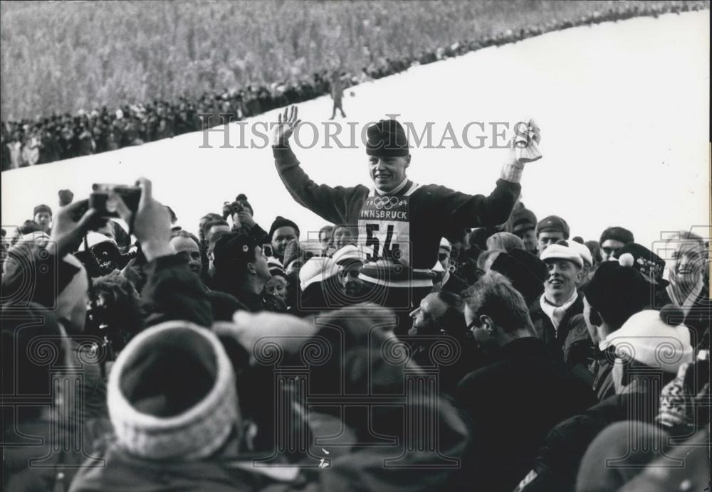 1964 Press Photo Gold medal in special jump - Veikko Kankkonen - Historic Images