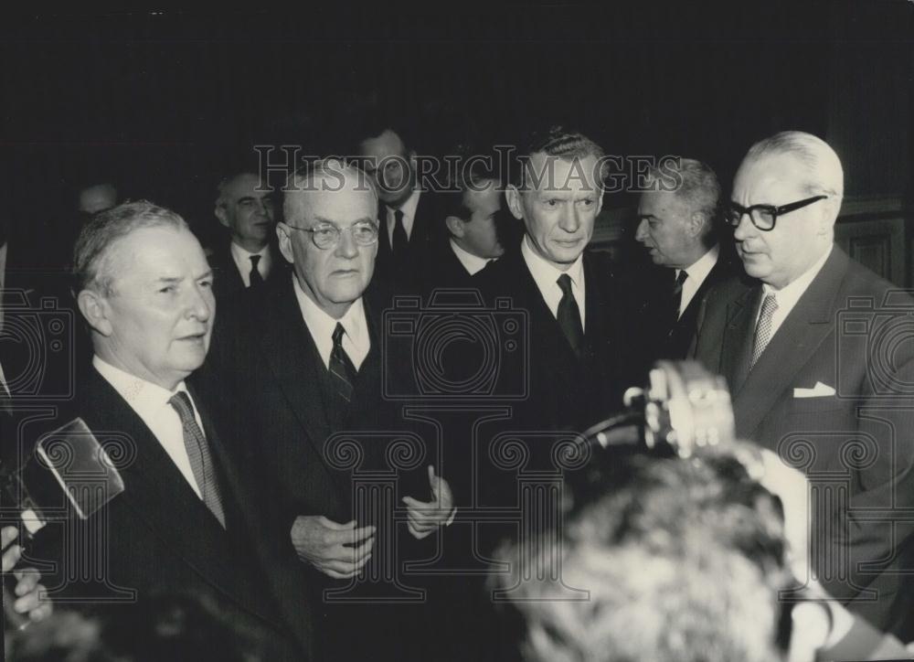 1958 Press Photo Selwyn Lloyd, Foster Dulles, Couve De Murville Et Von Brentano - Historic Images