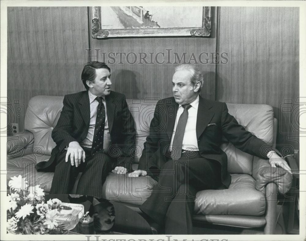 1982 Press Photo Secretary-General Javier Perez de Cuellar &amp; David Steel of Brt - Historic Images