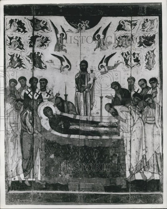 1958 Press Photo Painting "The Death of the Virgin" - Historic Images