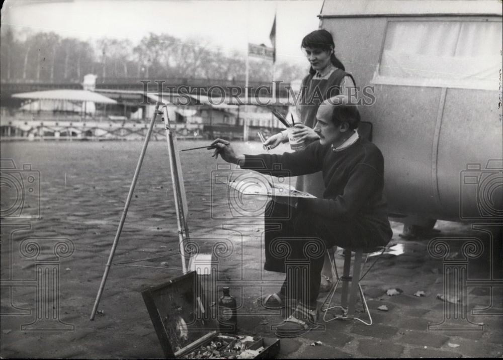 1953 Press Photo Dutch painter ,Bruno Martens, and his wife - Historic Images