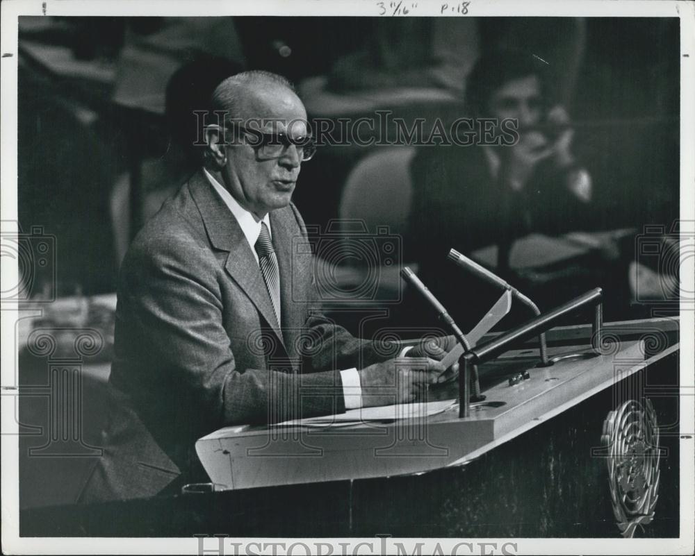 Press Photo Constantine caramanlis Greek premier. UN disarmament - Historic Images