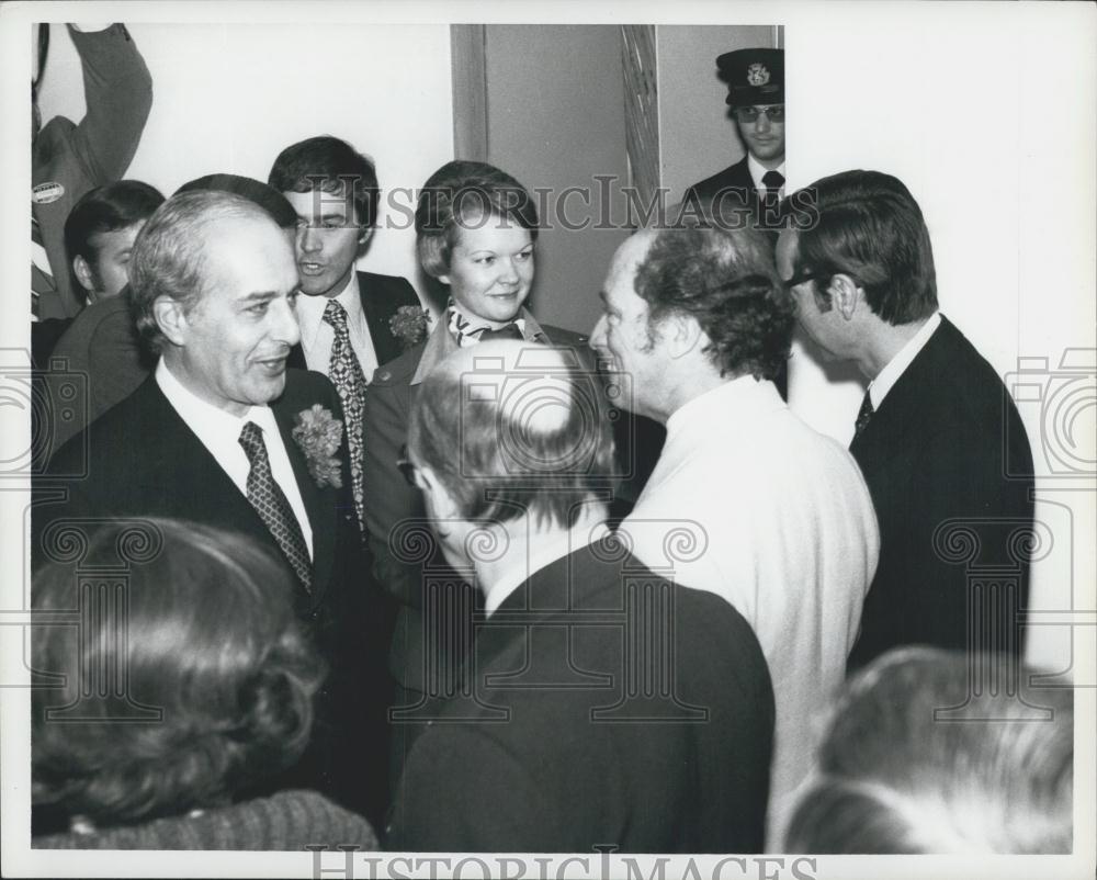 1975 Press Photo Prime Minister Trudeau greets Mirabel New Montreal internationa - Historic Images