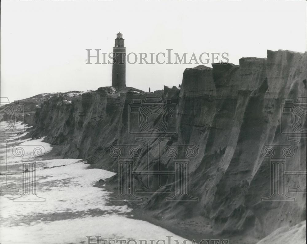 Press Photo Storm washes Away reclaimed land - Historic Images