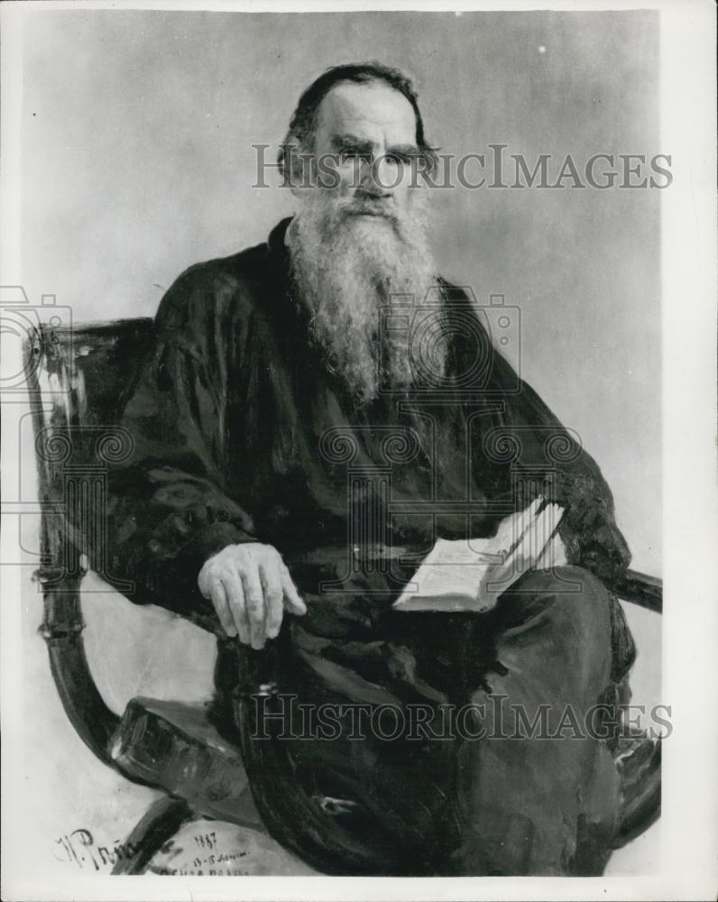 1958 Press Photo Portrait Painting Of Lev Nikolayevick By Ilya Efimovich Repin - Historic Images