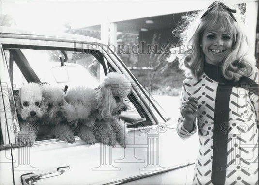 1971 Press Photo "Jacob-Sisters" At Baltic-Sea-4 Girls'Poodles - Historic Images