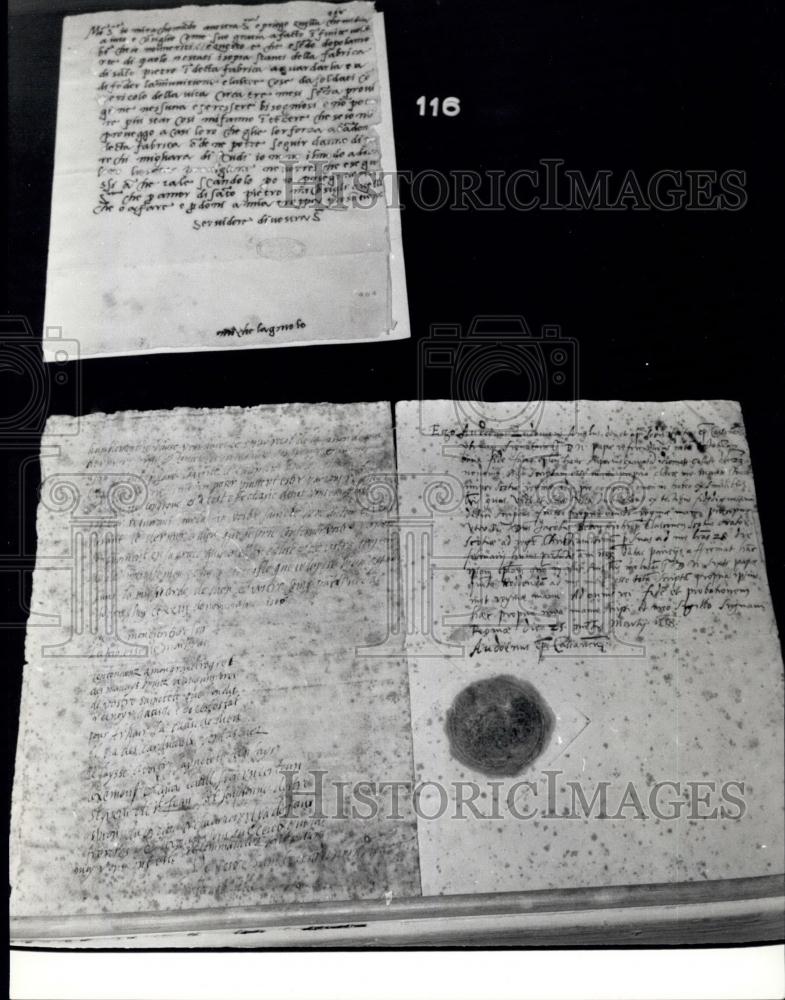 Press Photo Letters, Michelangelo, Bishop of Cesena, Mary Queen of Scots - Historic Images