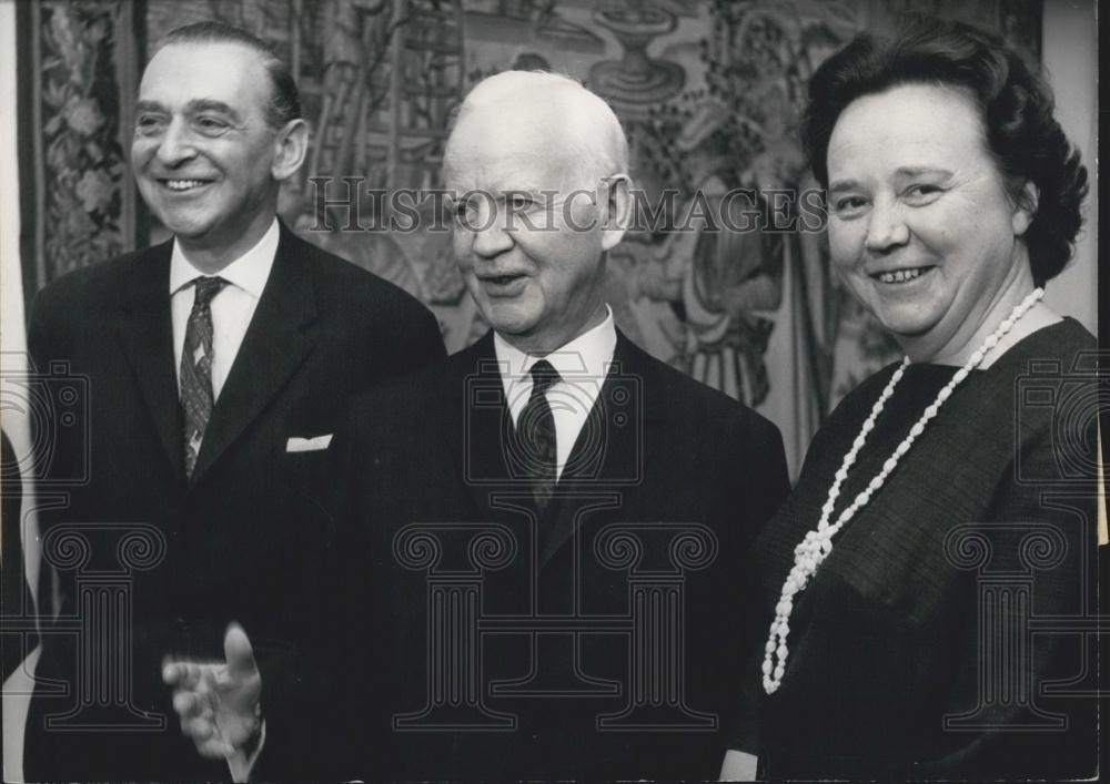 1963 Press Photo L. Rosenberg Chairman German Labor Union President Dr. Lubke - Historic Images