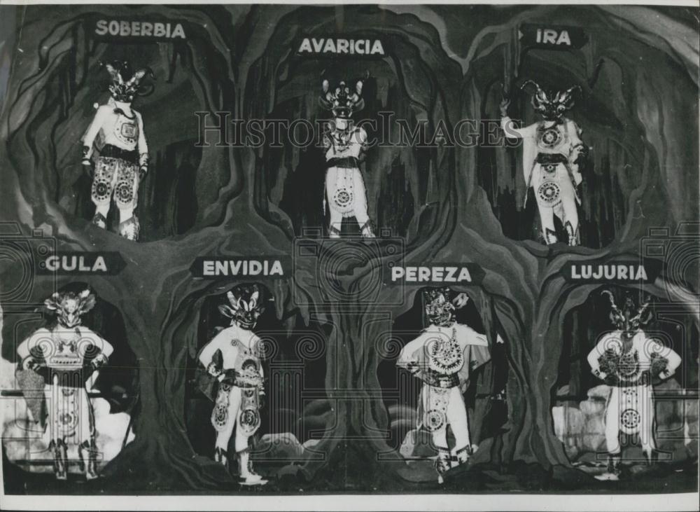 Press Photo Seven Deadly Sins, Arrogance, Avarice, Fury, Gluttony, Envy - Historic Images