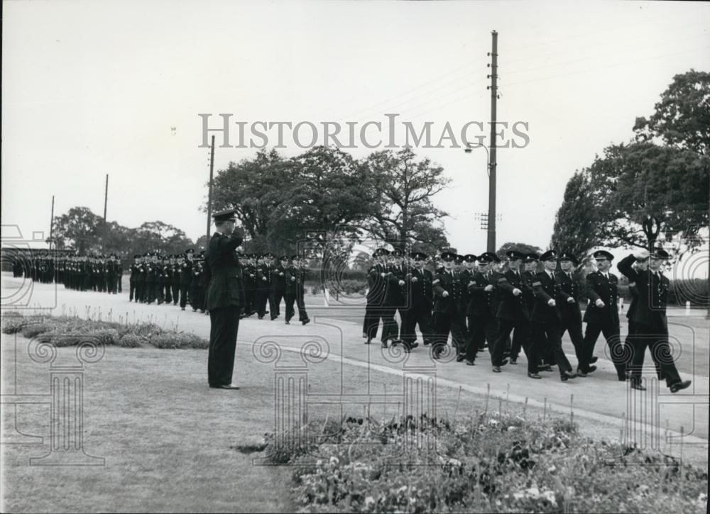 Press Photo Marching Of All Ranks At College Displaying Discipline Police - Historic Images