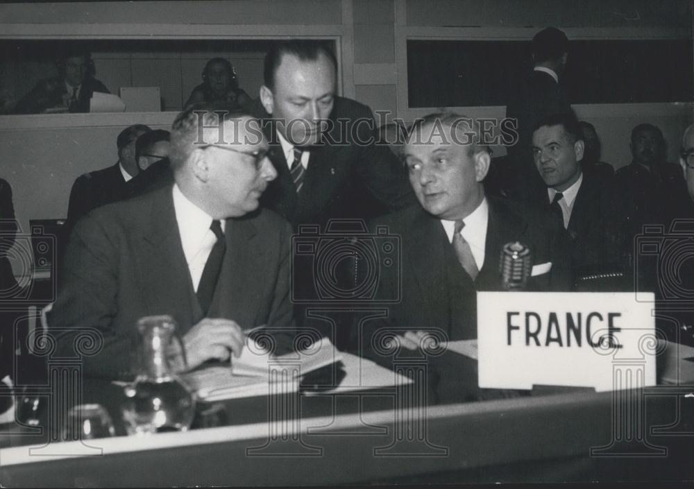 1953 Press Photo North Atlantic Council France Pleven Bidault Minister Affairs - Historic Images