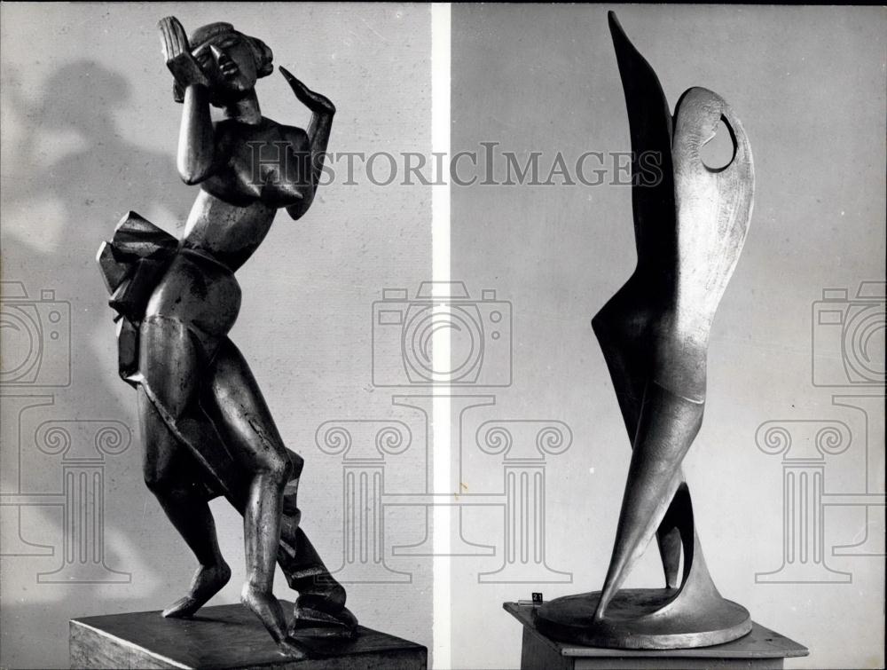 1956 Press Photo Sculptures on Exhibition by Prof. Rudolf Belling - Historic Images