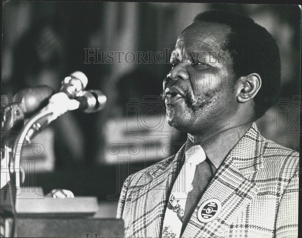 1976 Press Photo African National Congress President Oliver Tambo Speaking - Historic Images