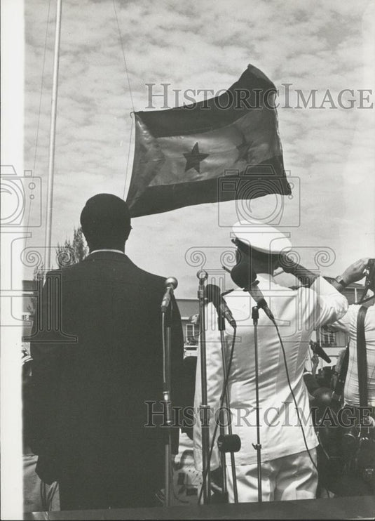 Press Photo The flag of the "MLSTP" in Africa - Historic Images