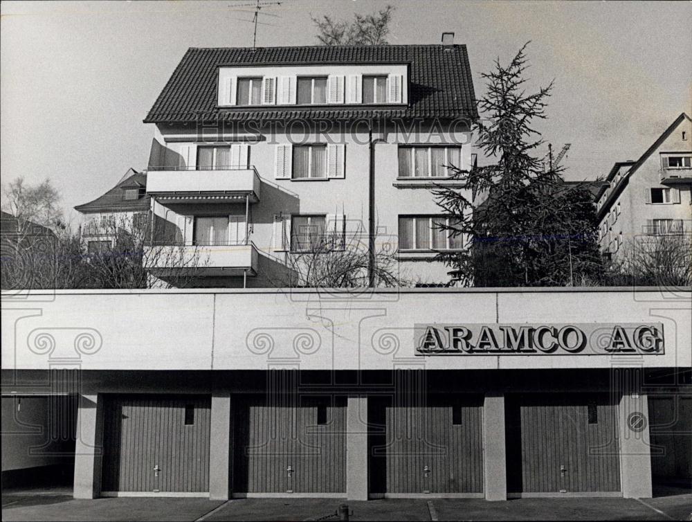 1973 Press Photo Aramco AG business & house over it that were involved in spying - Historic Images