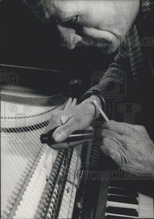 Press Photo CLC Ward Tuning Harpsichord Before Its Delivery - Historic Images