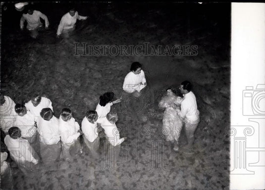 1954 Press Photo God's Assembly New Members Being Christened In Swimming Pool - Historic Images