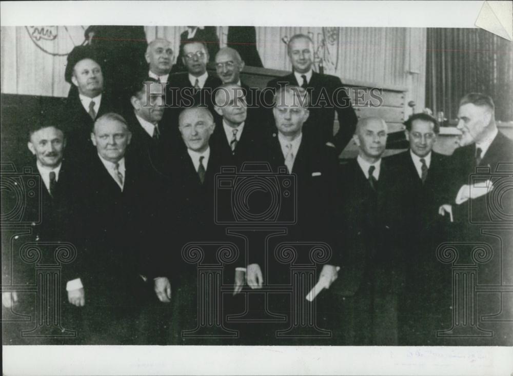 1979 Press Photo Konrad Adenauer Cabinet, A Storch, H Hellwege, L Erhard - Historic Images