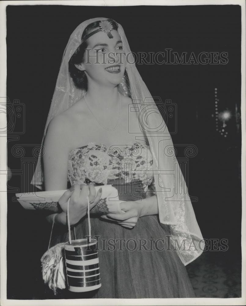 1953 Press Photo Mary Martas At Arabian Nights Charity Ball - Historic Images