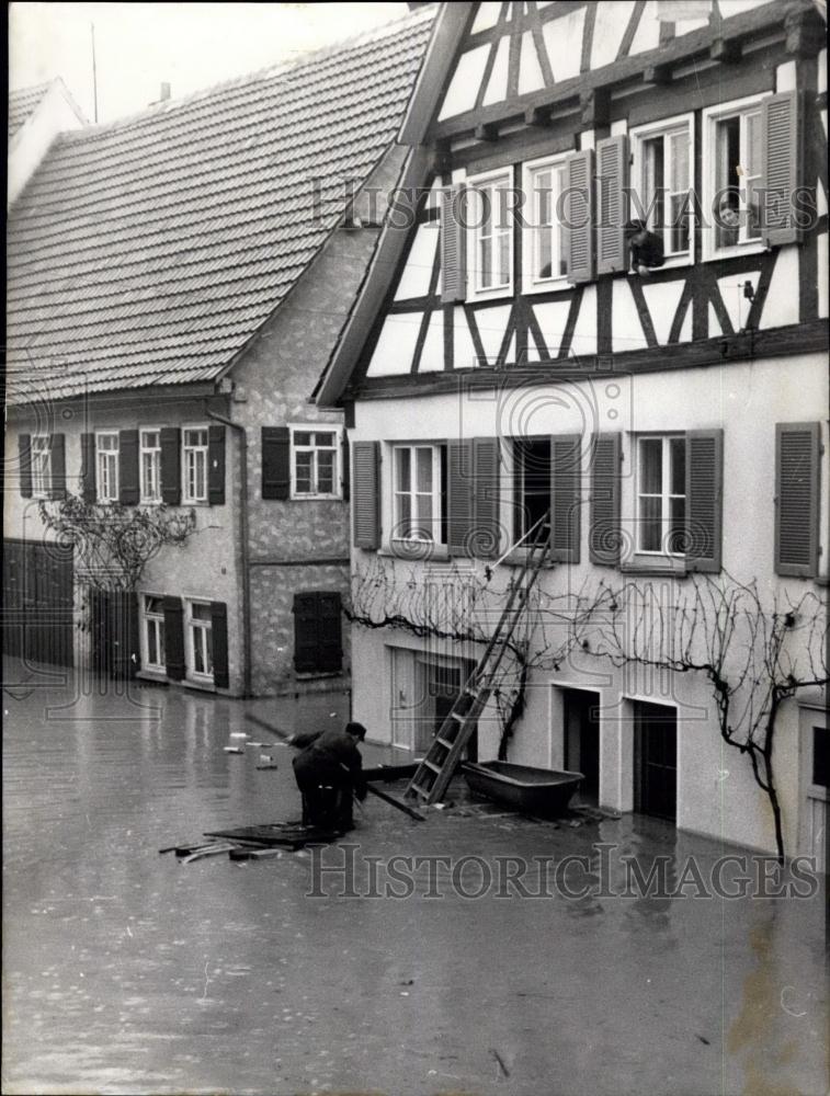 1956 Press Photo High Water on the River Rems-Middle Germany - Historic Images