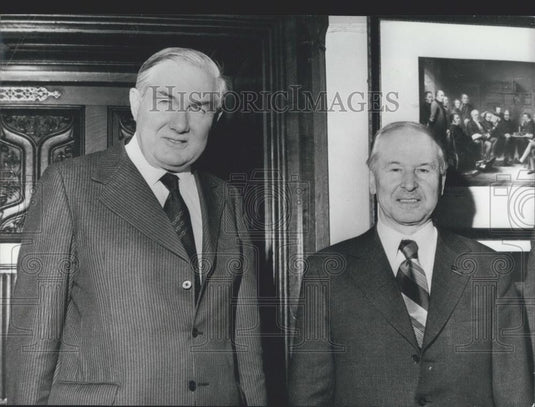 1976 Press Photo PM James Callghan & Russian Boris Ponomarev - Historic Images