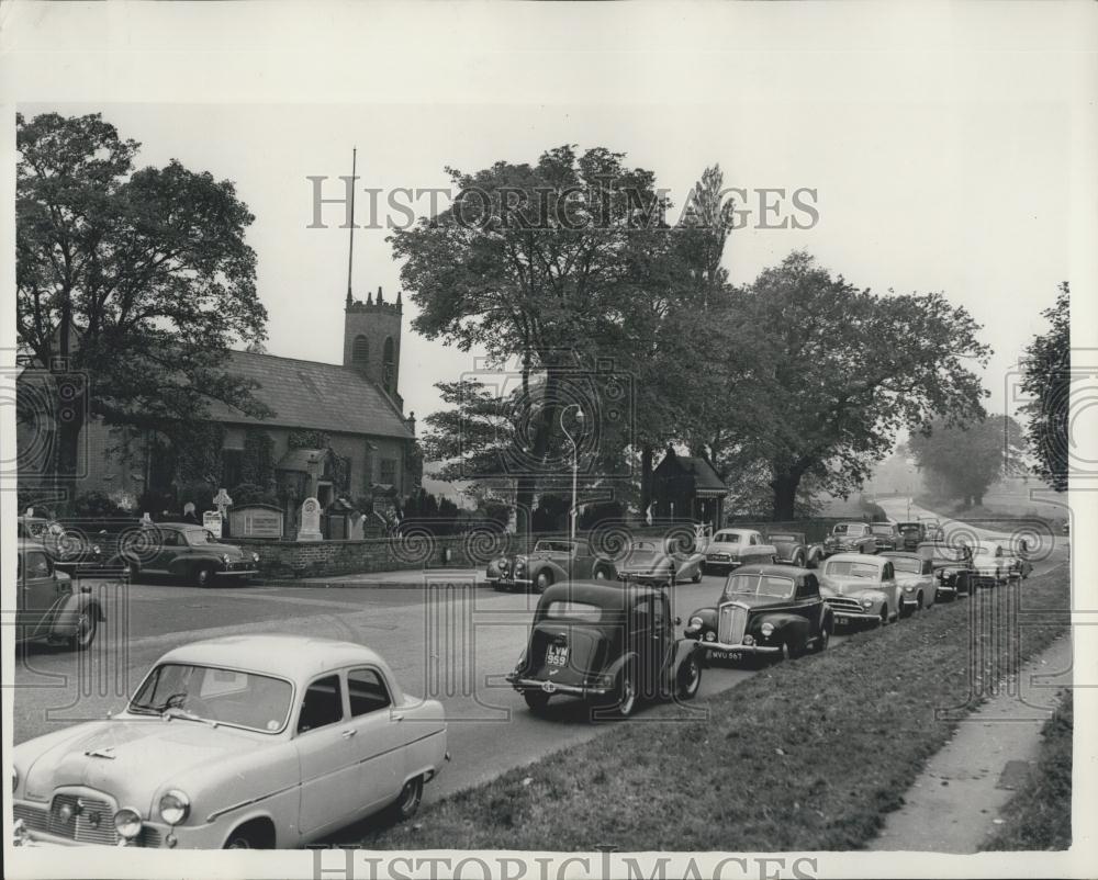 1956 Press Photo Harvest festival at "Drowned" Vicar's Church - Historic Images