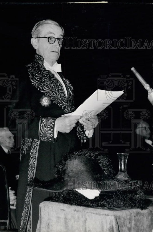 1961 Press Photo Henri Massis at Hall of Sorbonne university - Historic Images