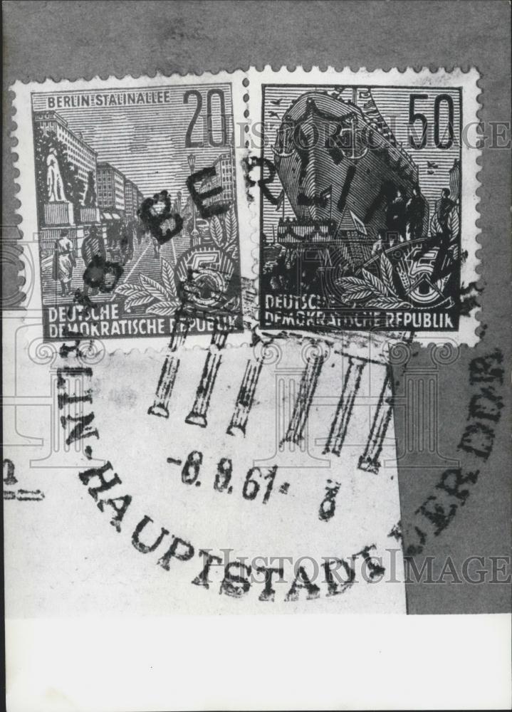 1961 Press Photo Stamp Which the Post Offices of the East German Zone are Using - Historic Images
