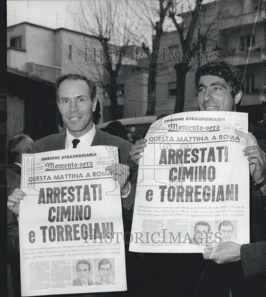 1967 Press Photo Edition Newspaper Arrest Franco Torregiani Leonardo Cimino - Historic Images