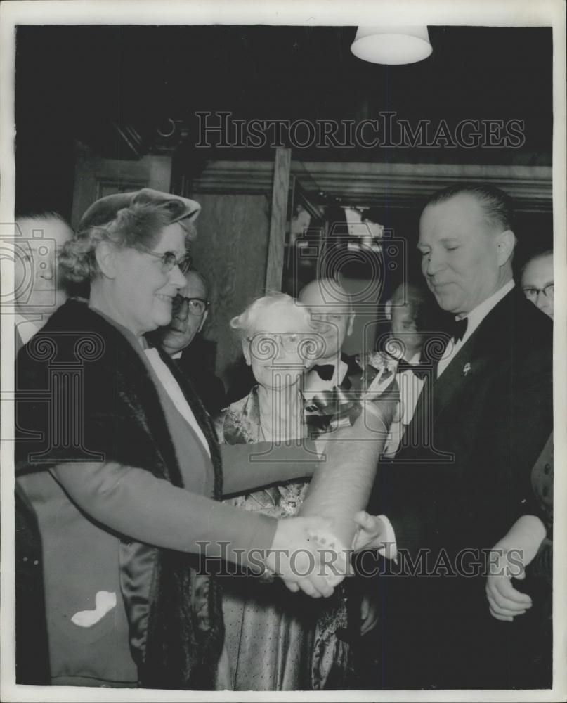 1955 Press Photo Jacob Malik, The Soviet Ambassador, Presented With Rock - Historic Images