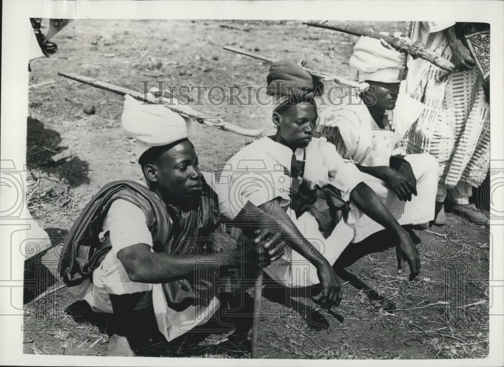 1956 Press Photo Tribesmen from Northern Nigeria, Kaduna - Historic Images