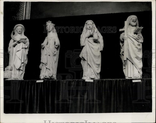 1953 Press Photo Statues From Henry VII Chapel At Exhibition Westminster Abbey - Historic Images